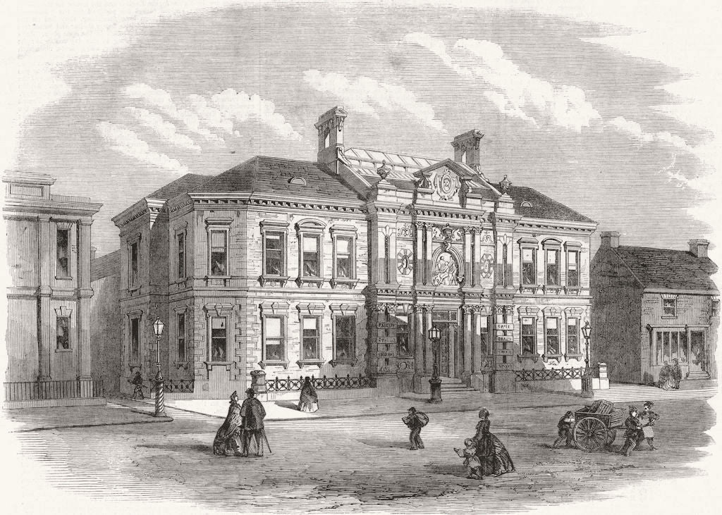 BURSLEM. Wedgwood Institute, Staffordshire 1863 old antique print picture